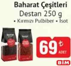 DESTAN BAHARAT ÇEŞİTLERİ 250 G fiyat ve kampanya bilgisi